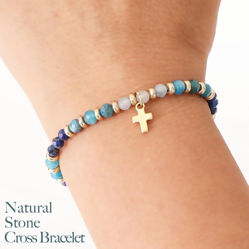 Pavolini Christian Gifts for Women, Cross Bracelet, Christian Gifts, Inspirational Gifts for Women, Natural Stone Bracelets, Religious Gifts for Woman - Image 2